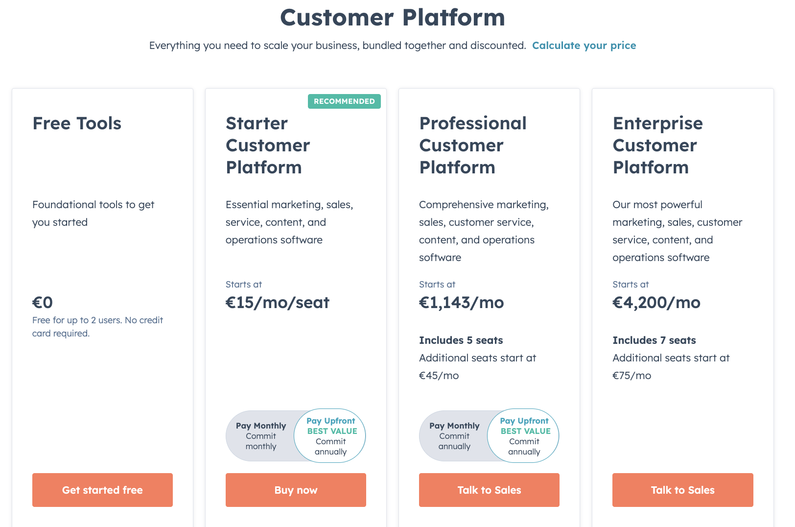 hubspotin pricing